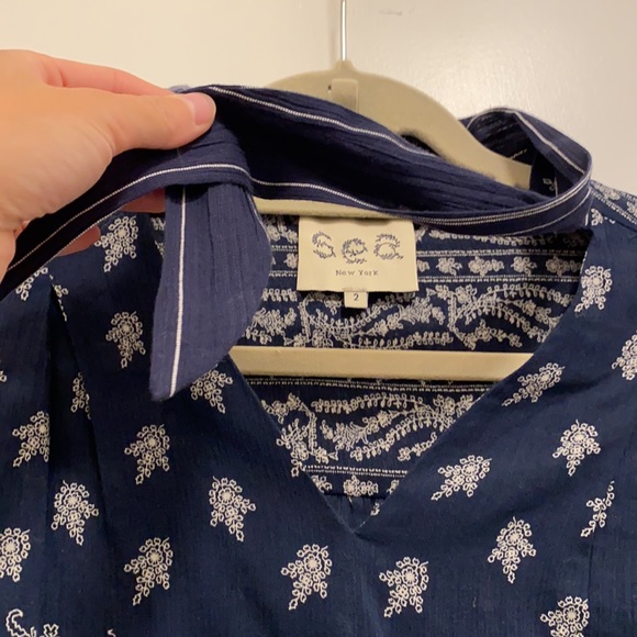 Sea New York Blue Cotton Blouse (2) - Picture 2 of 4